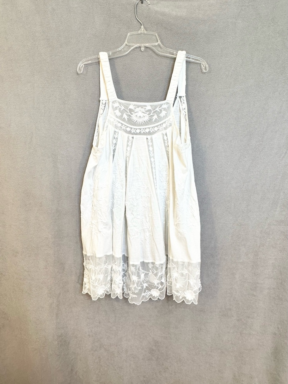 Free People Trinity Embroidered Cotton Tunic with Lace Hem M
